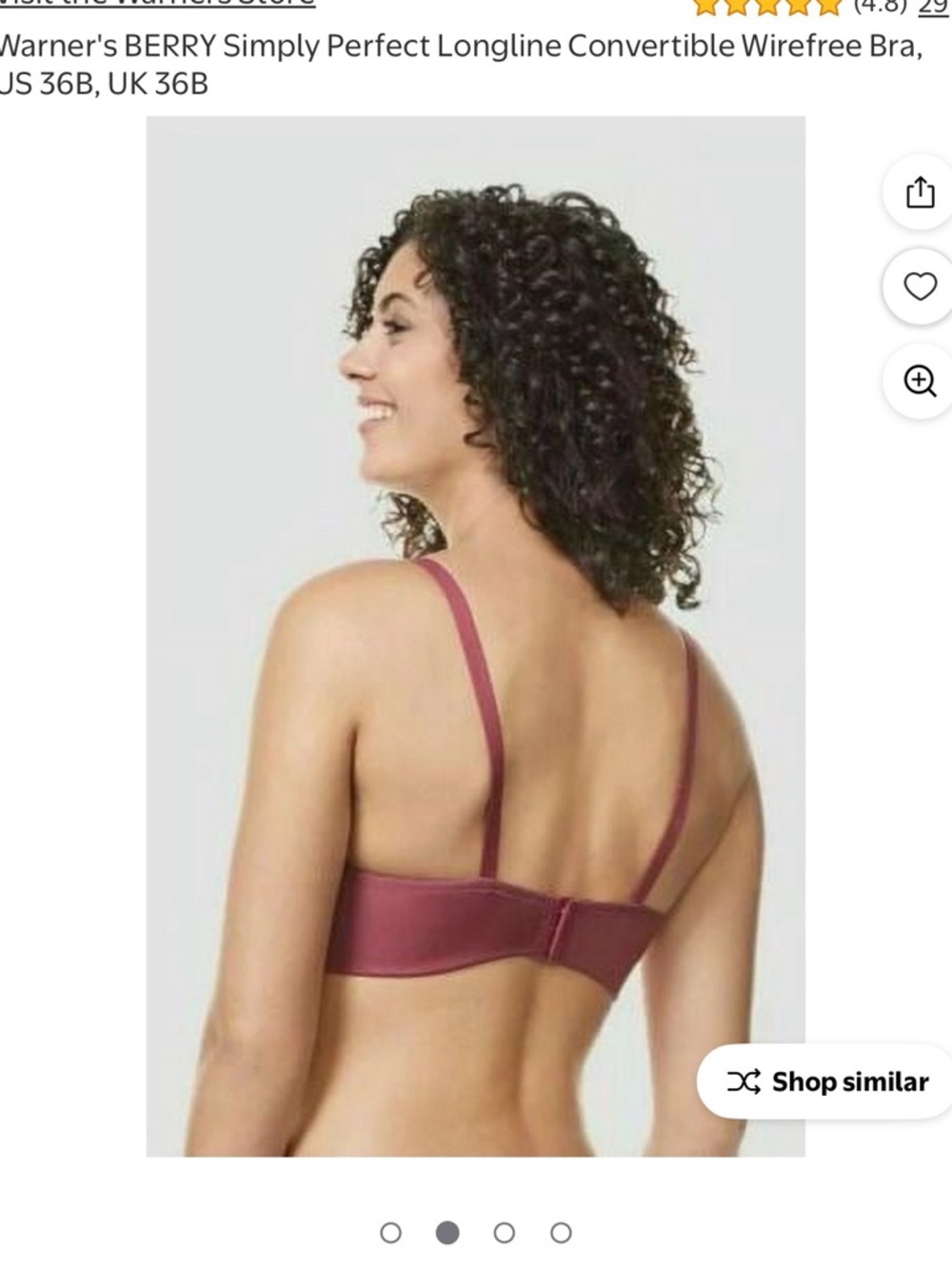 NWT Warner's Simply Perfect Longline Convertible Wirefree Bra - Berry Rose - Picture 2 of 5
